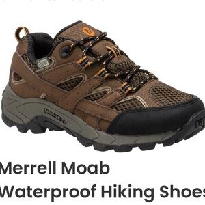 Merrell Kids Moab Waterproof Hiking Shoes Boys Brown 11